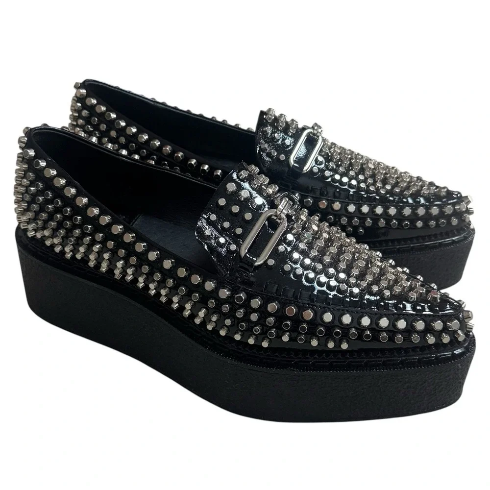 NEW NO BOX Jeffrey Campbell Choux Black Studded Platform Loafers‎ Goth Grunge 9